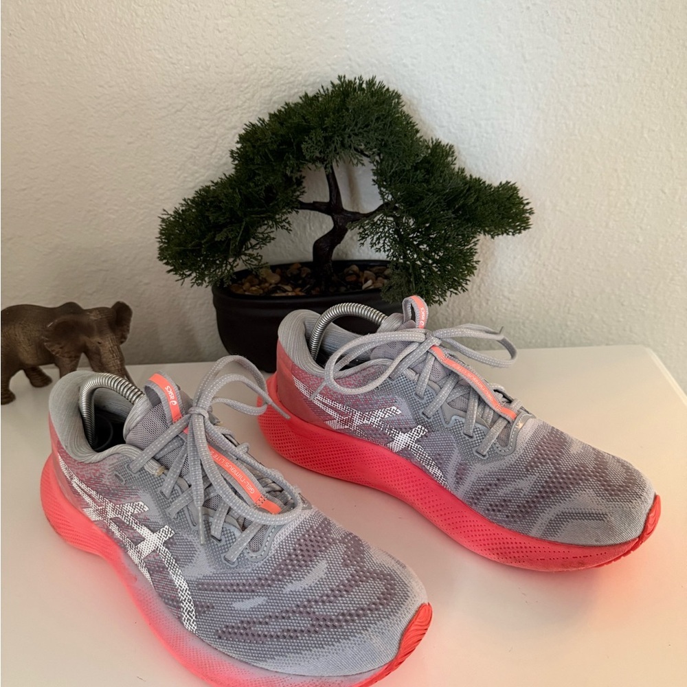 ASICS Women's Athletic Shoes - Gray and Coral